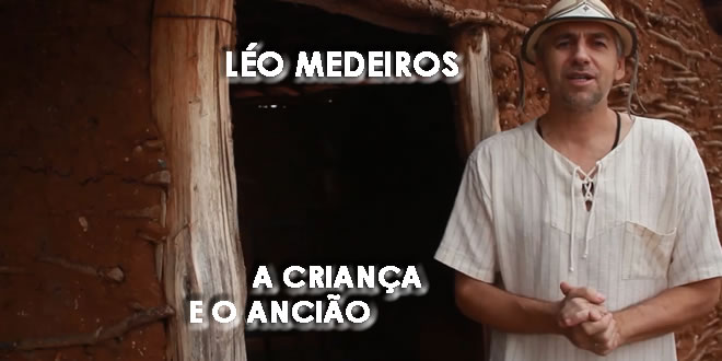 Poeta Léo Medeiros com a ceiança e o ancião